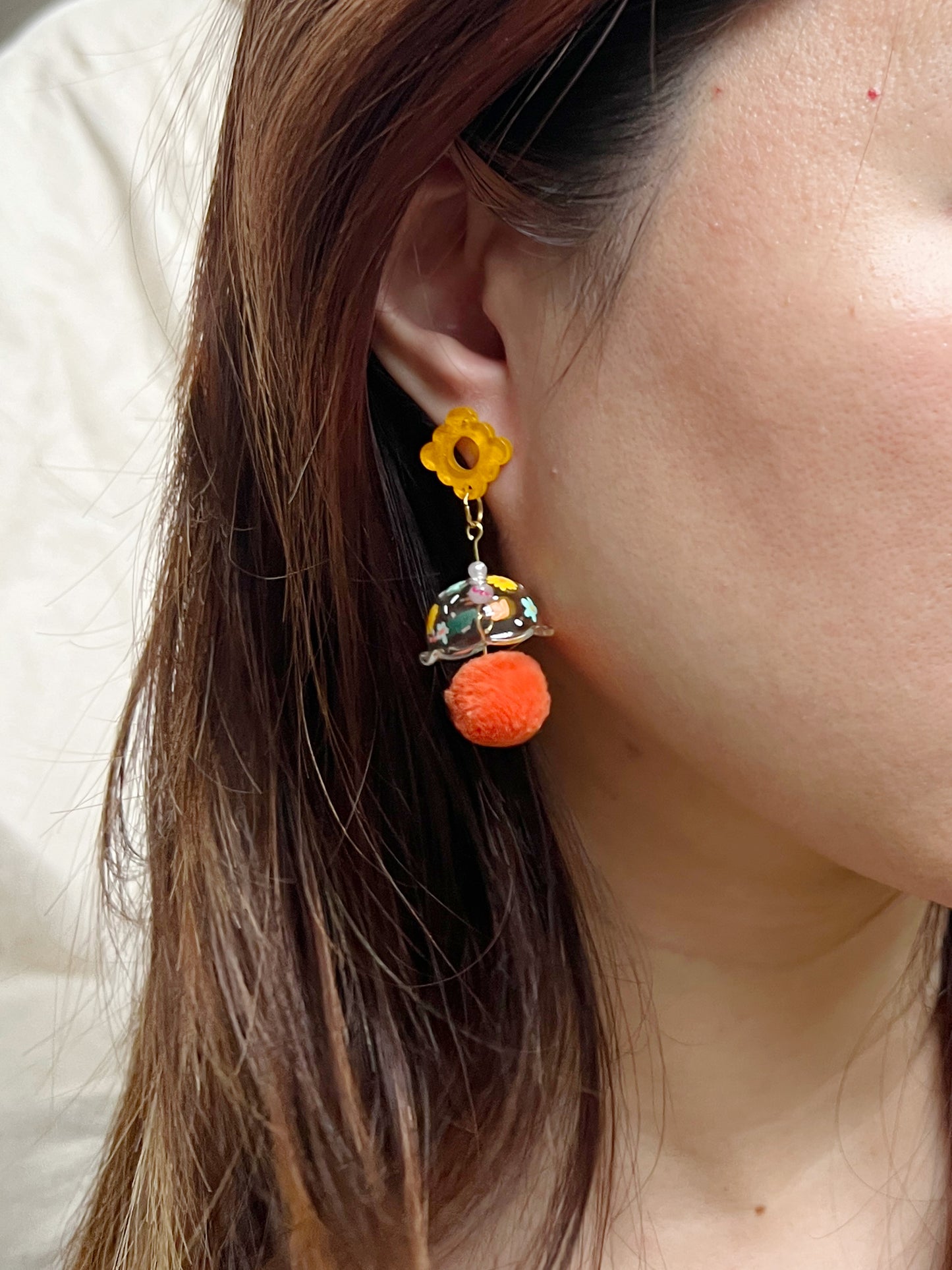 Warm Floral Jellyfish Earrings