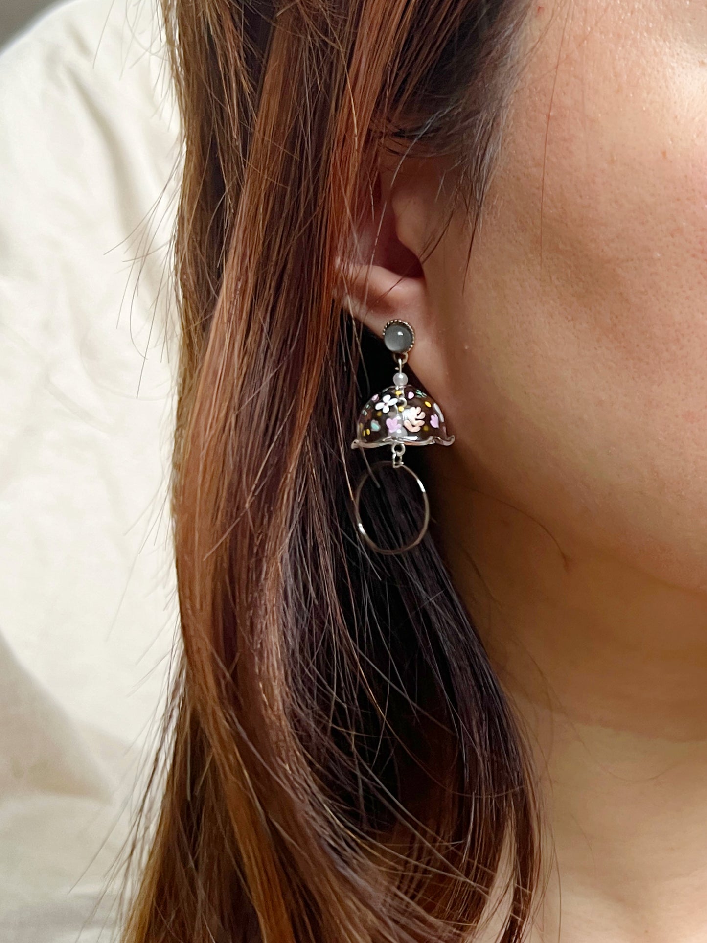 Winter Floral Jellyfish Earrings