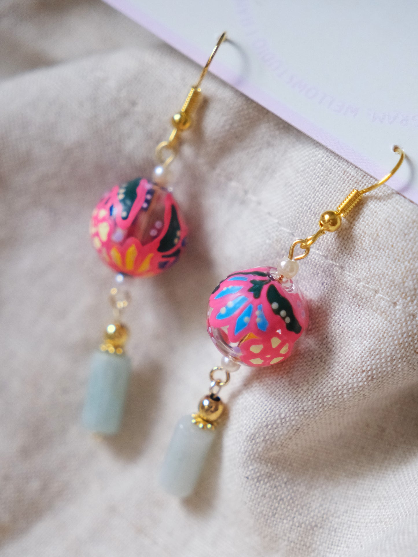Mini Batik Pink Earrings