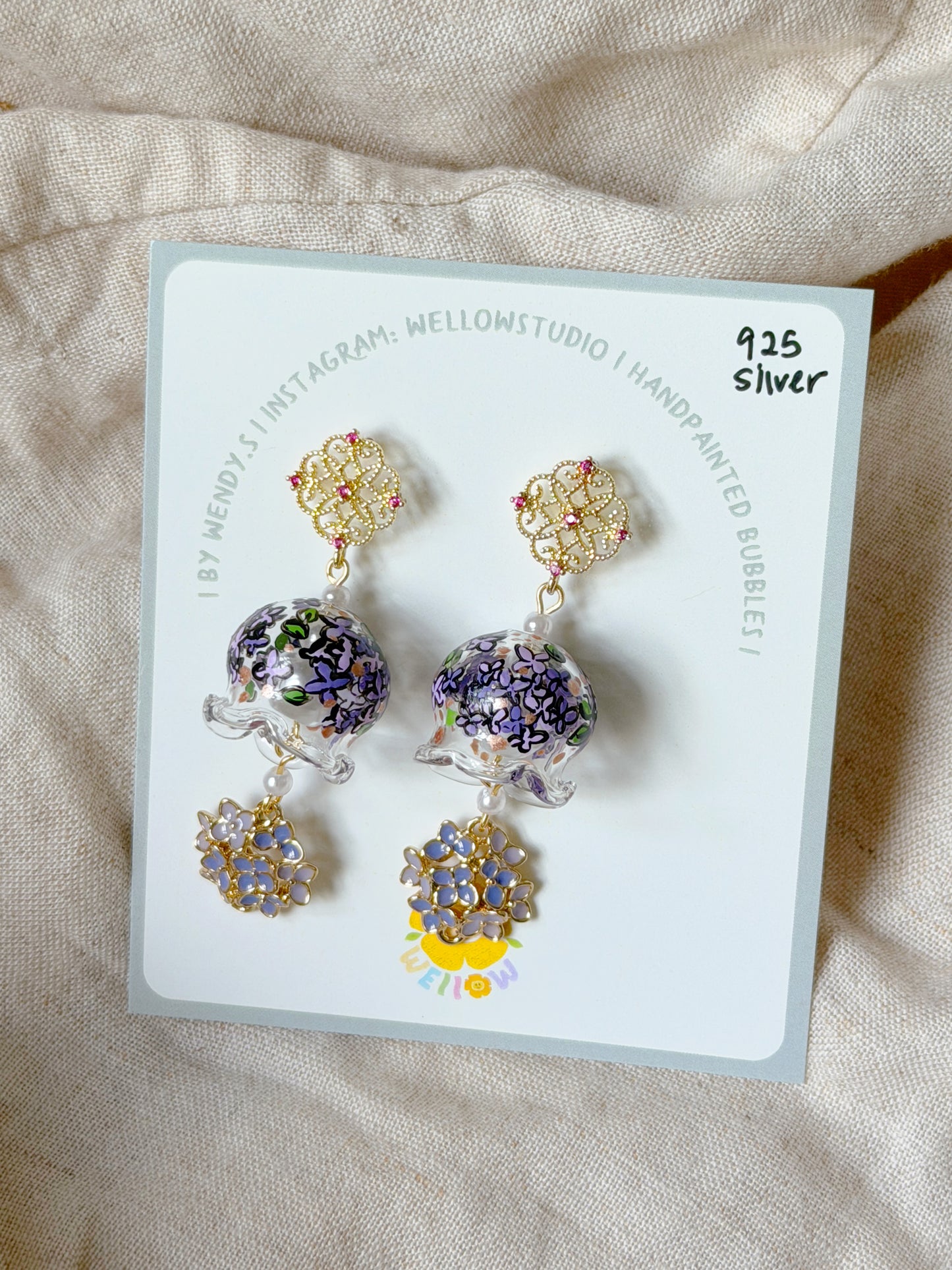 Purple Hydrangea (925 silver)
