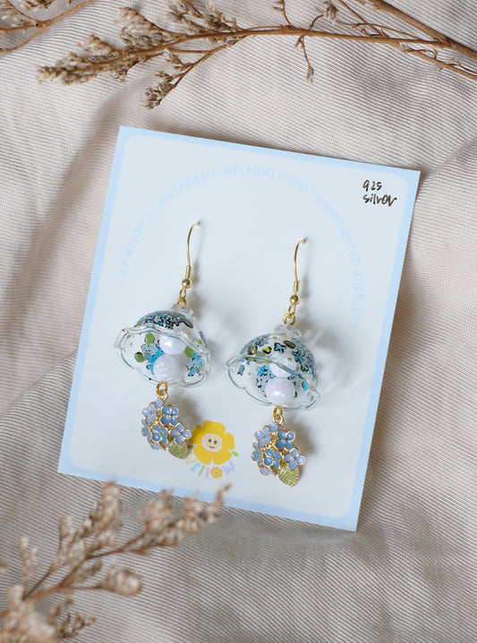 Blue Hydrangea Fish Hook (925 silver)