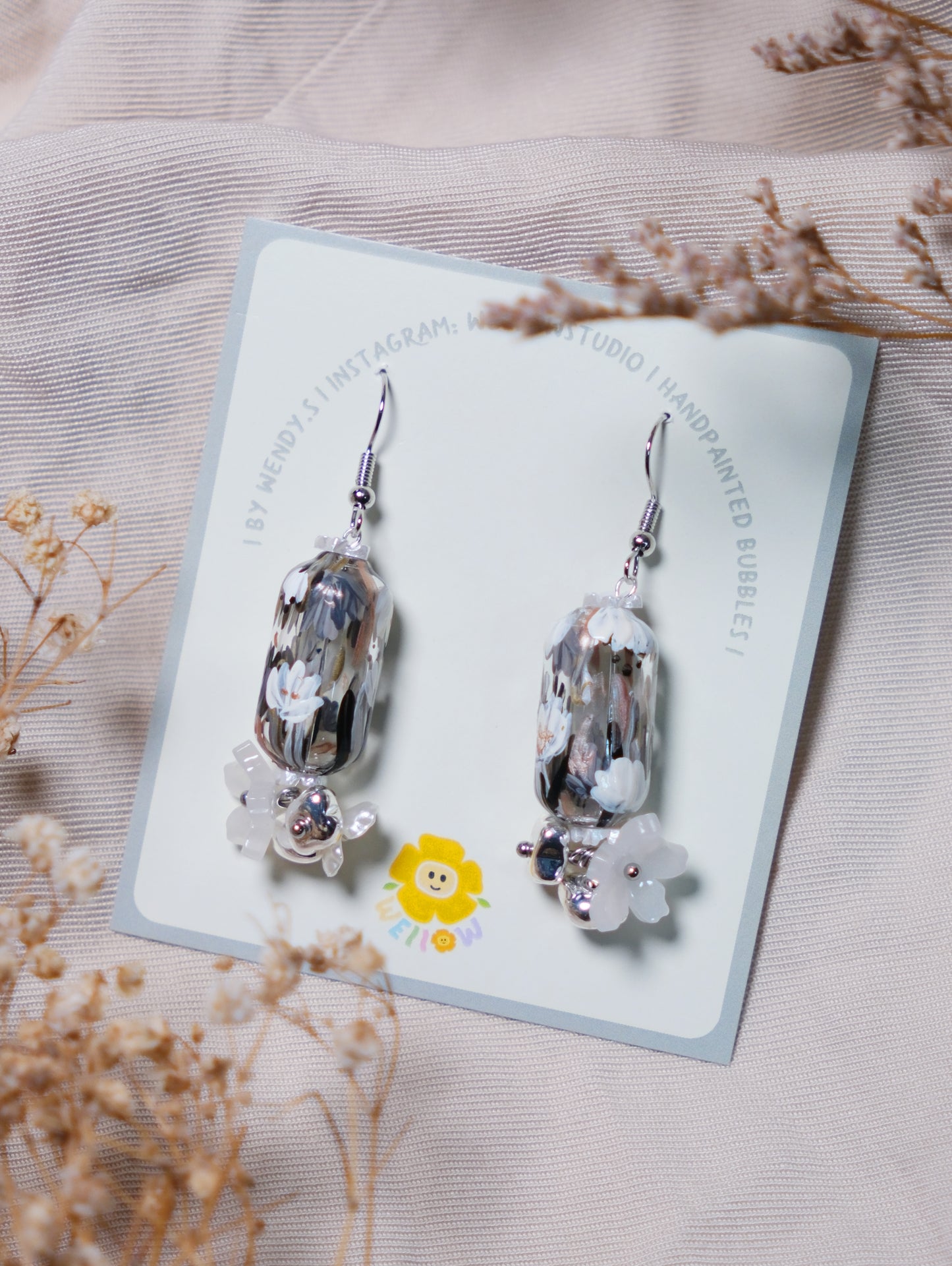 Dark Petal floral Earrings