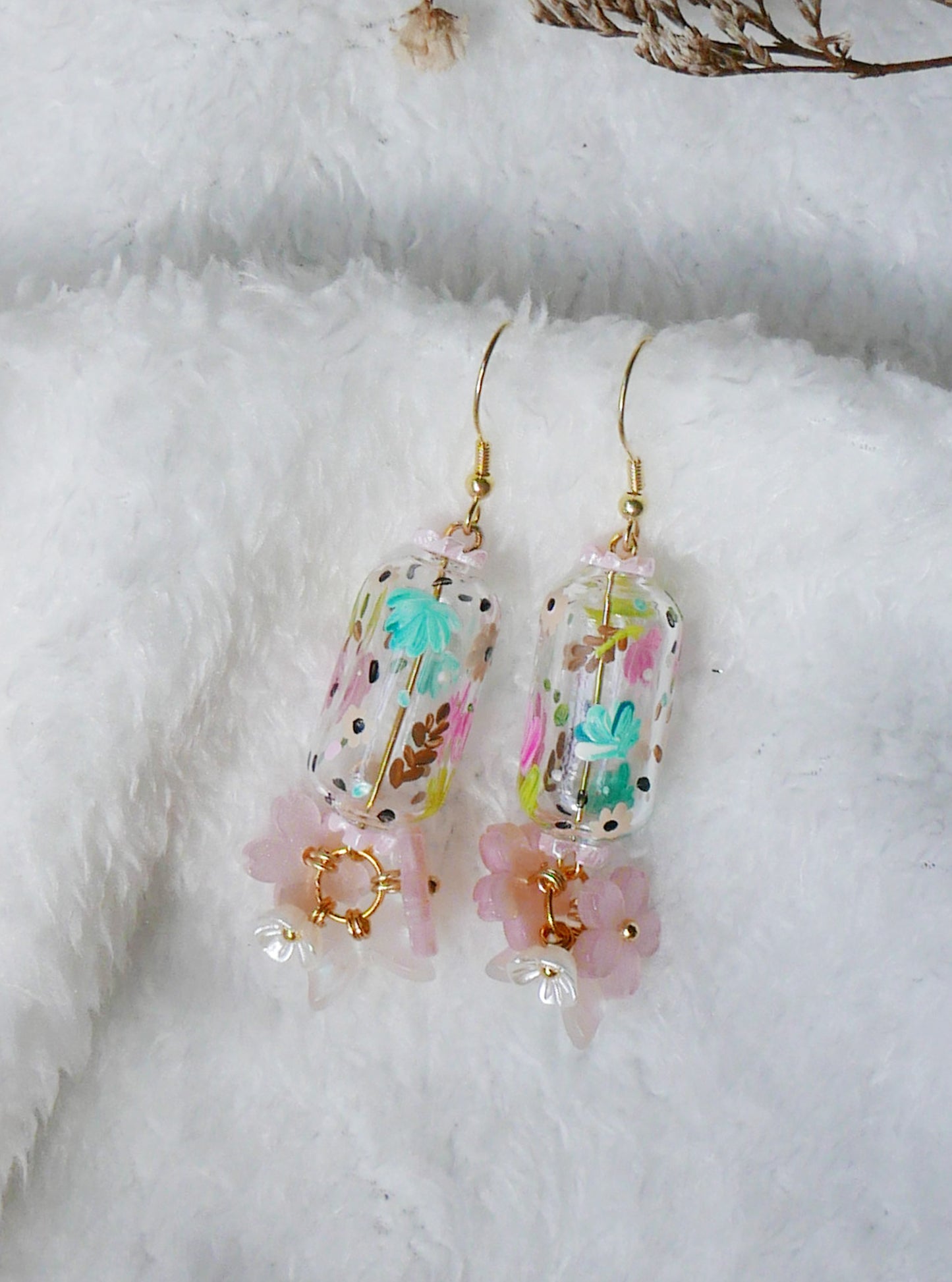 Turpink floral Earrings (925 silver)