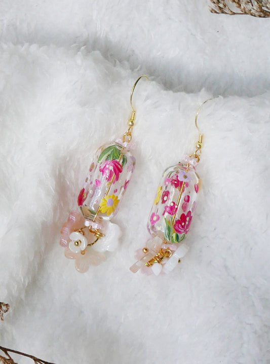 Coral floral Earrings (925 silver)