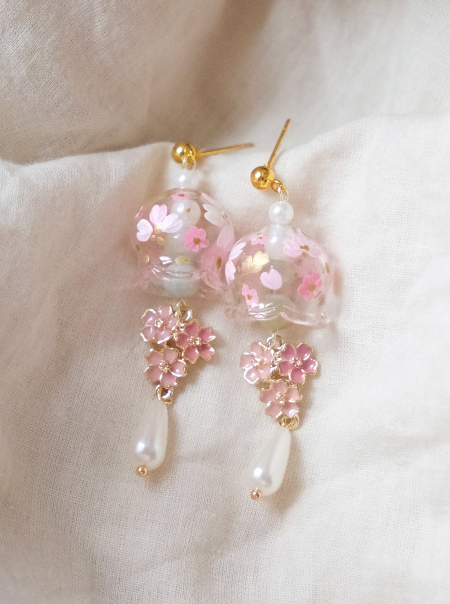 Yoshino Cherry Blossom Ball Studs