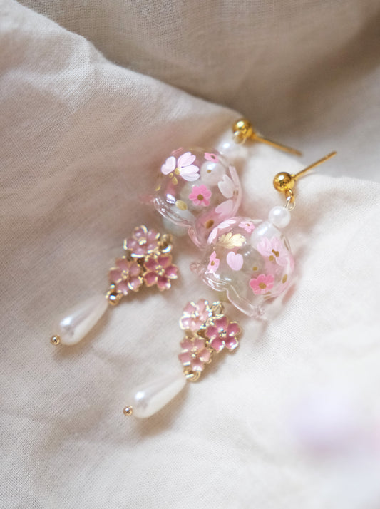 Yoshino Cherry Blossom Ball Studs