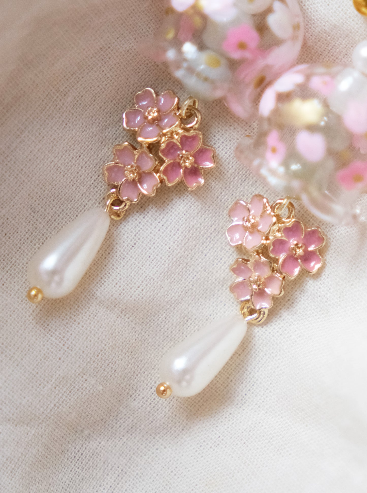 Yoshino Cherry Blossom Ball Studs