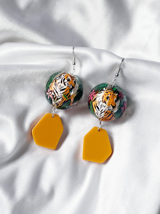 Tiger Dangling Earrings