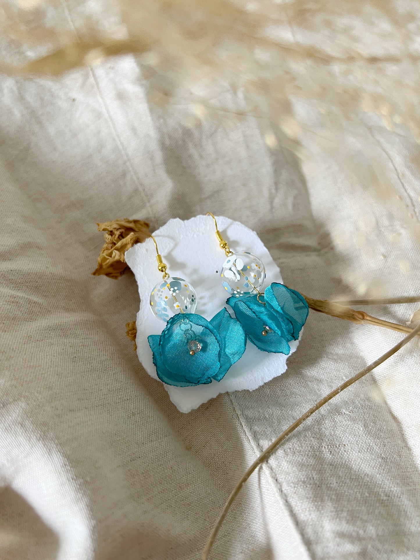 Cotton Floral Earrings (Fish Hook)