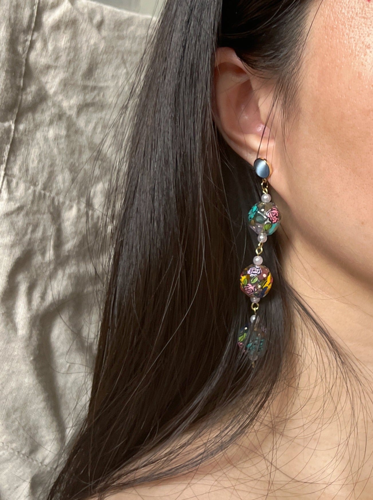 Peranakan 3-tiers Earrings (925 silver)